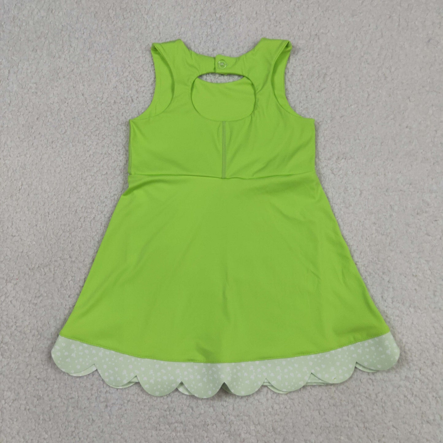 RTS NO MOQ Sibling yoga fabric Girls Sleeveless Bows Shorts Scallop Knee Length Dresses