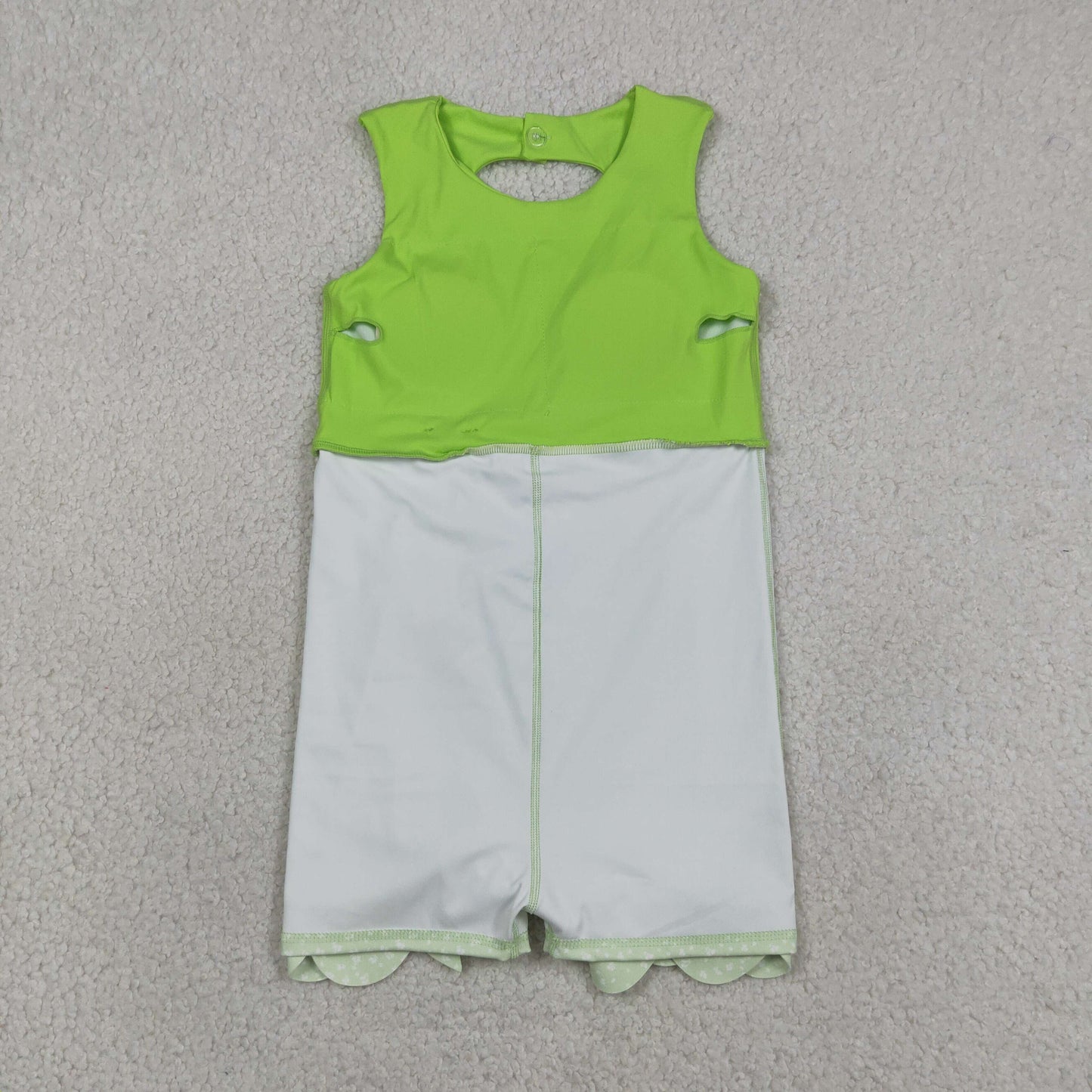 RTS NO MOQ yoga fabric GSD3316 Baby Girls Light Green Sleeveless Bow Scallop Edge Yoga Knee Dress