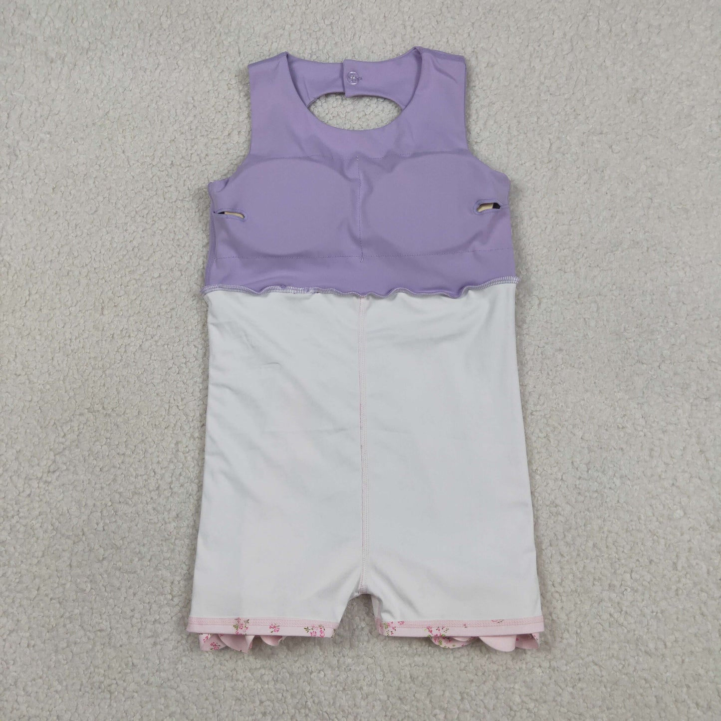 RTS NO MOQ GSD3317 Baby Girls Cute Purple Bows Yoga Scallop Knee Length Dress