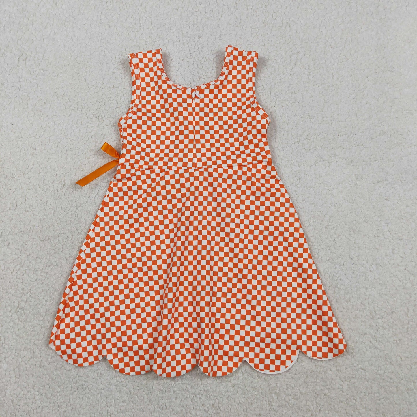 RTS NO MOQ Sibling Baby Girls Checked Scallop Shorts Knee Length Dresses Active Yoga Casual Outfit for Toddlers