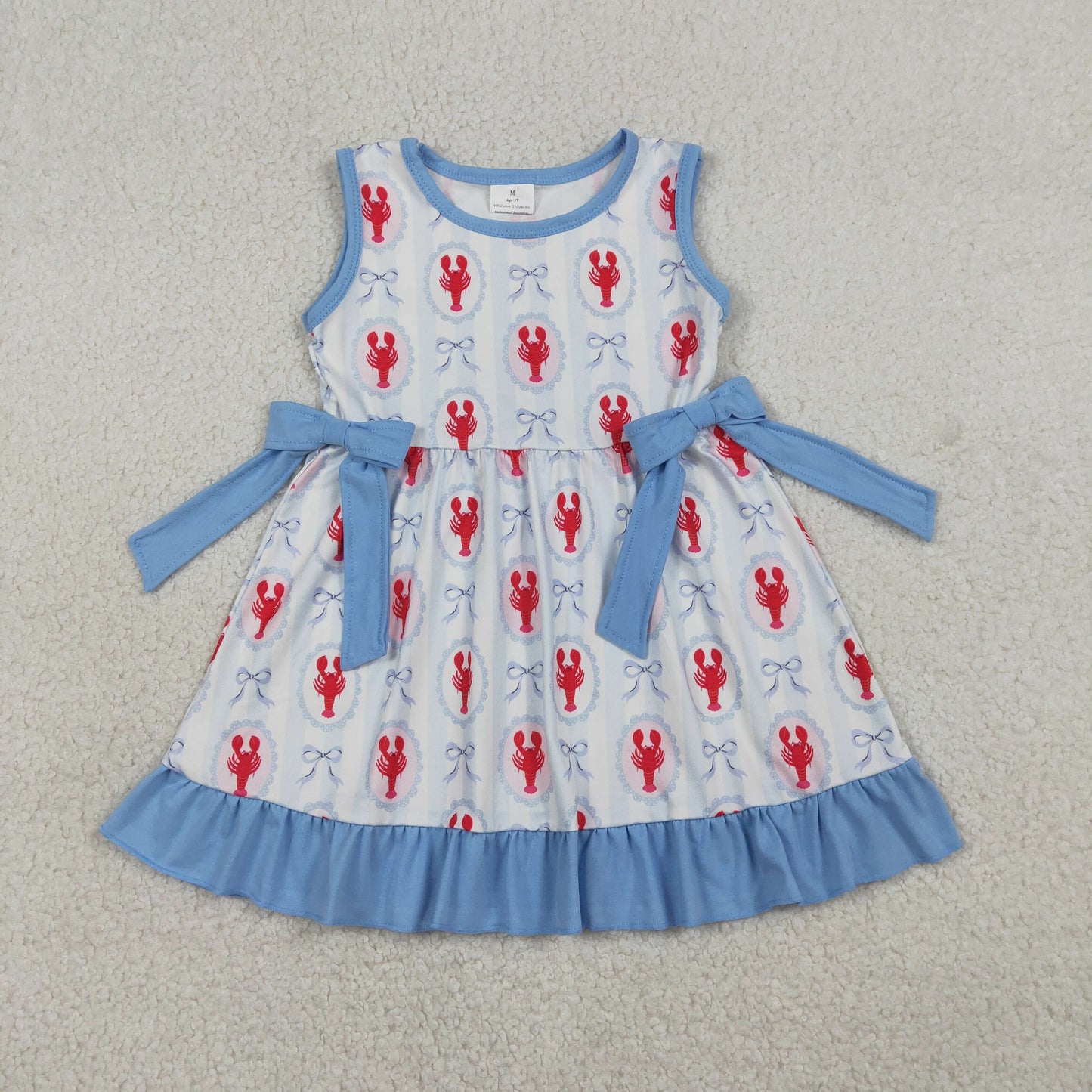 RTS NO MOQ sibling baby girls clothes bow lobster short sleeve Clothes Sets and dress