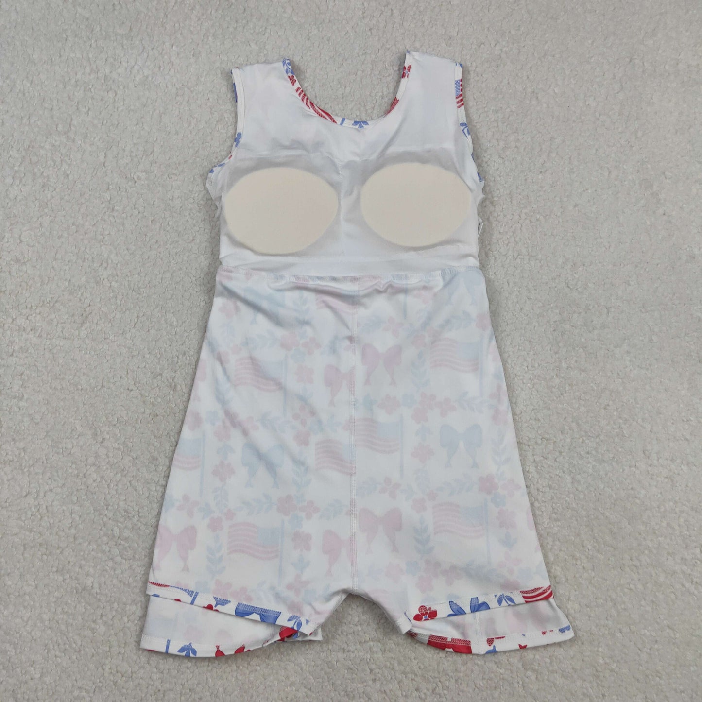 RTS NO MOQ Sibling Baby Girls 4th of July Red Blue Flowers Top Pockets Short Sets Yoga Active Shorts Knee Length Dress