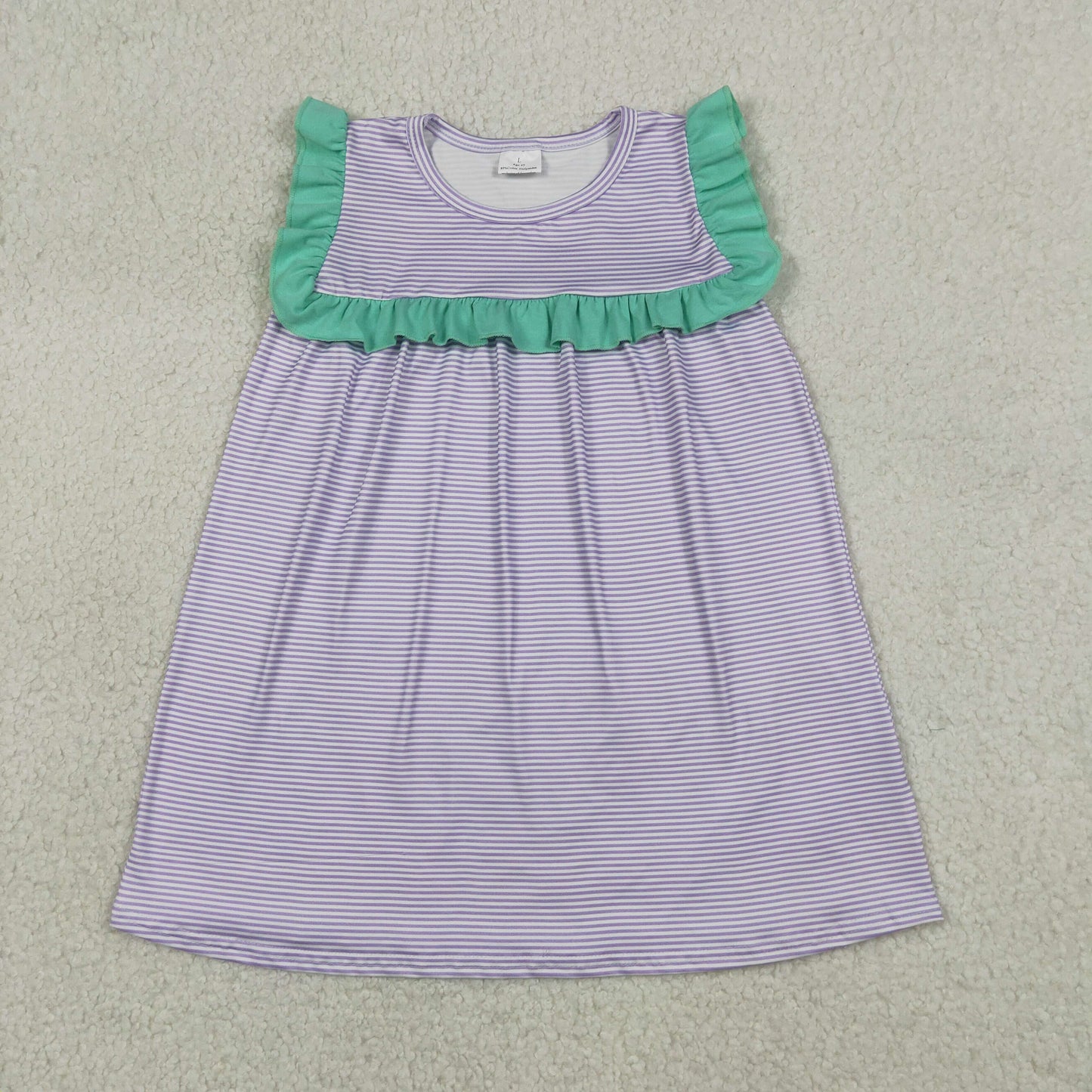 RTS NO MOQ GSD3560 Baby Girls Sleeveless Purple Stripe Knee-Length Dresses Infant Girls Summer Casual Dresses