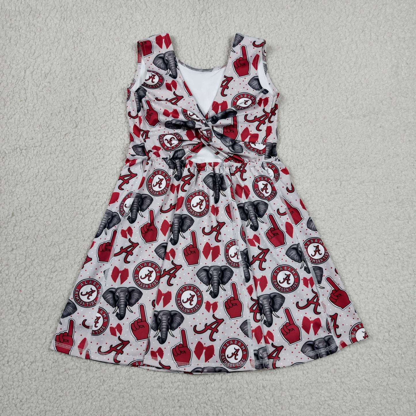 RTS NO MOQ yoga fabric GSD3582 Baby Girls Bow Print Sleeveless Knee Length Team Yoga Active Skort Dresses