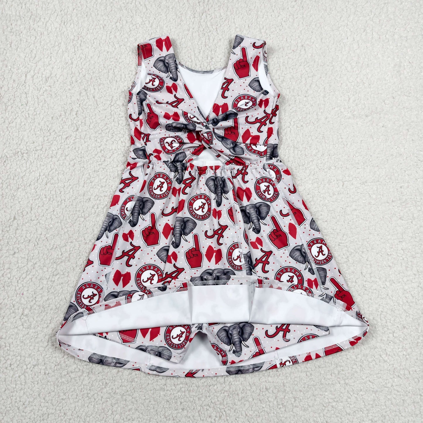 RTS NO MOQ yoga fabric GSD3582 Baby Girls Bow Print Sleeveless Knee Length Team Yoga Active Skort Dresses