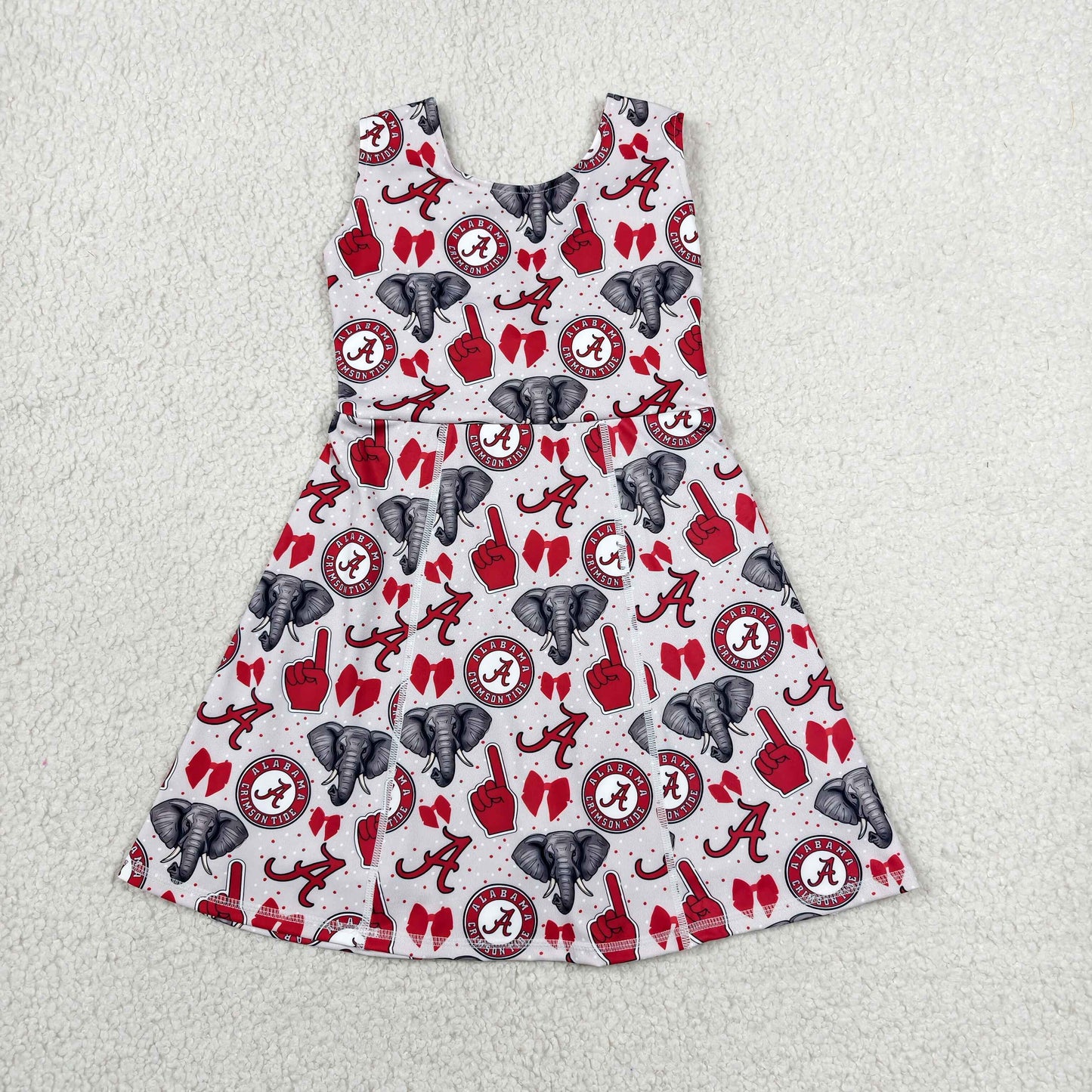RTS NO MOQ yoga fabric GSD3582 Baby Girls Bow Print Sleeveless Knee Length Team Yoga Active Skort Dresses