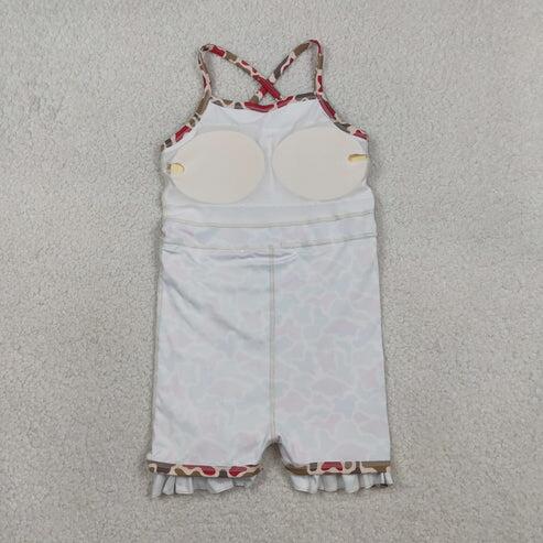 RTS NO MOQ Sibling Baby Girls Strap Leopard Print Yoga Short Knee-Length Dress Active Team Outfit for Girls