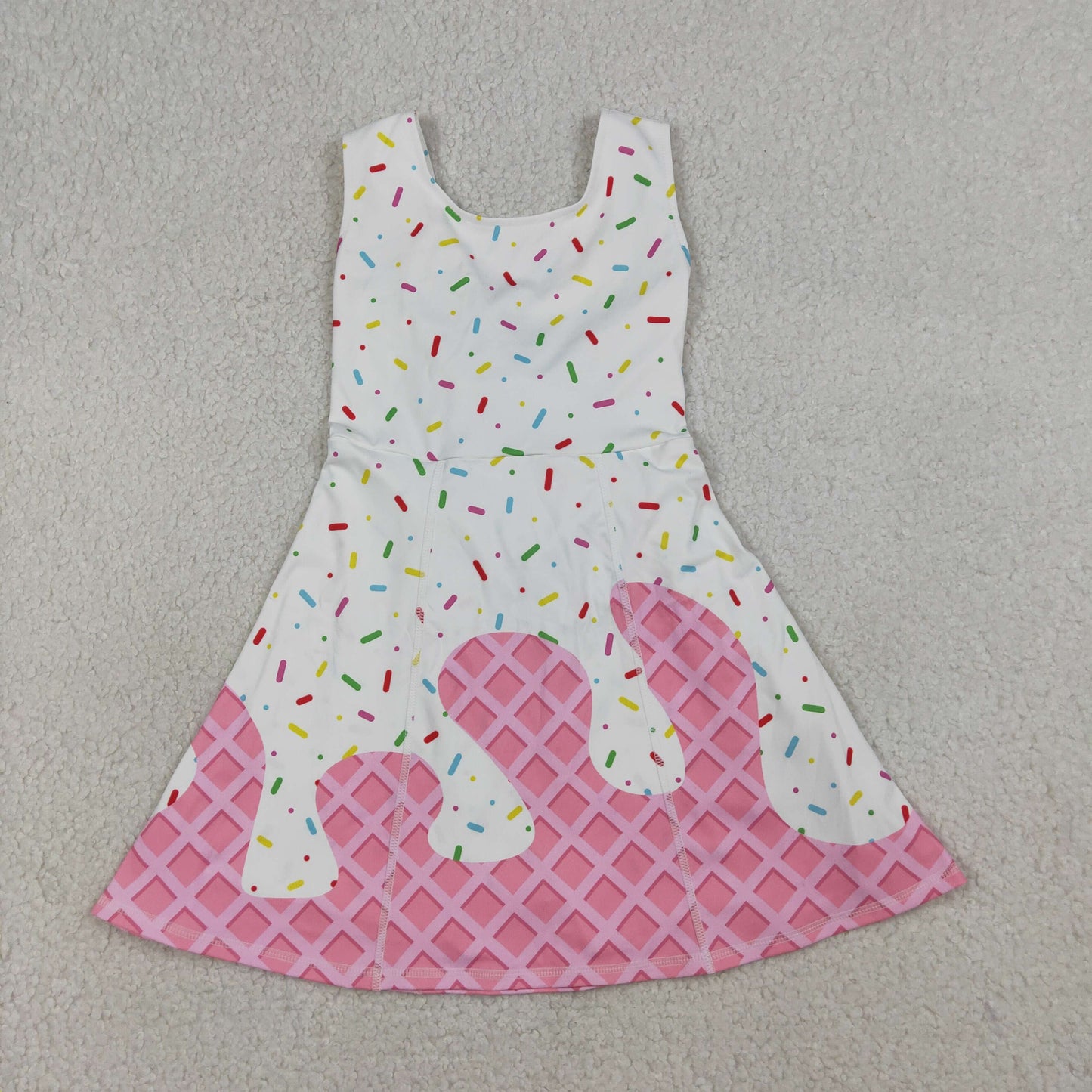 RTS NO MOQ GSD3594 Baby Girls Pink Team Yoga Active Shorts with Drip Sprinkles Knee-Length Dresses