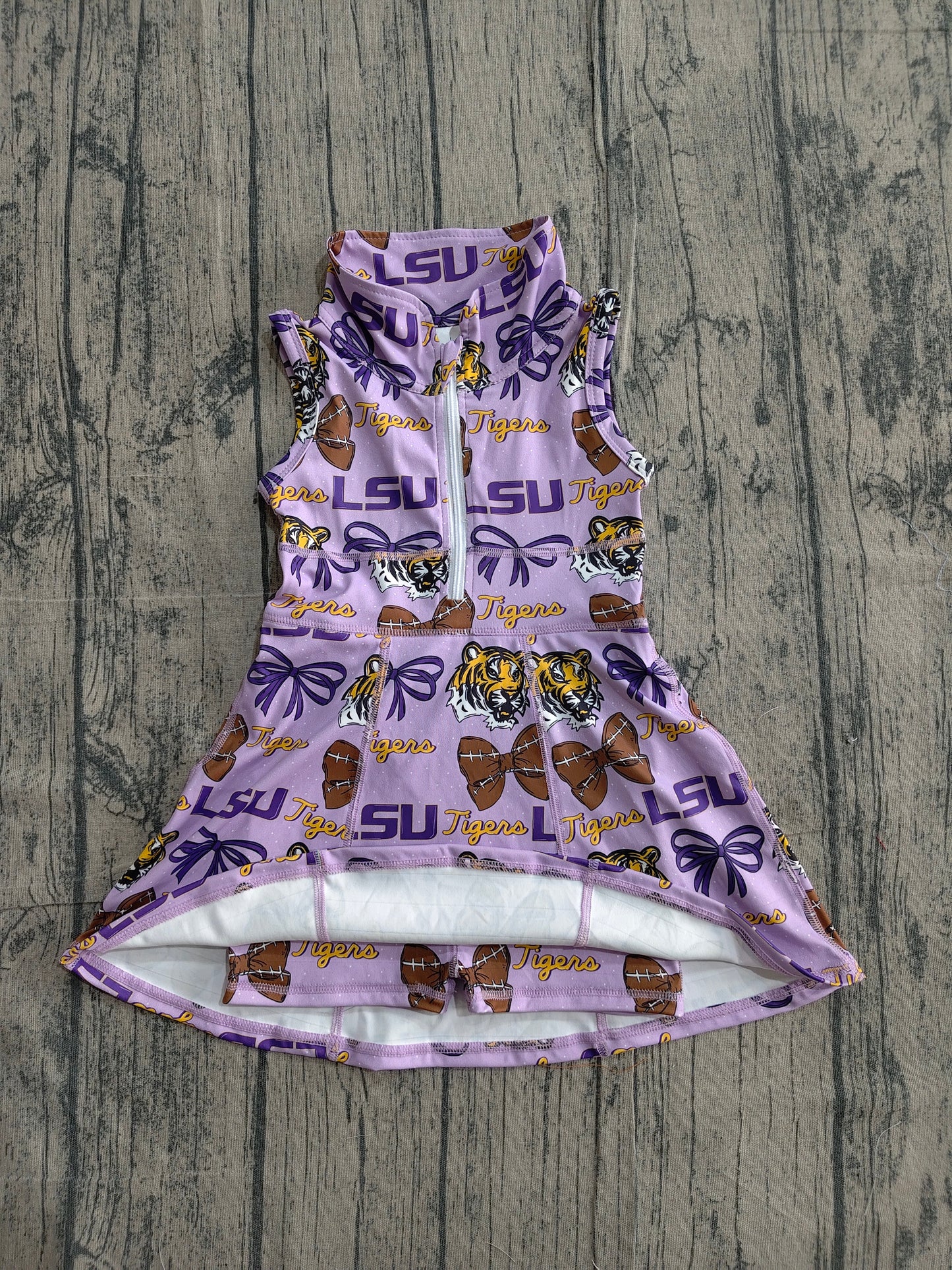 (Pre Order) No moq GSD3604 Kids Girls Purple Active Shorts Knee Length Dress