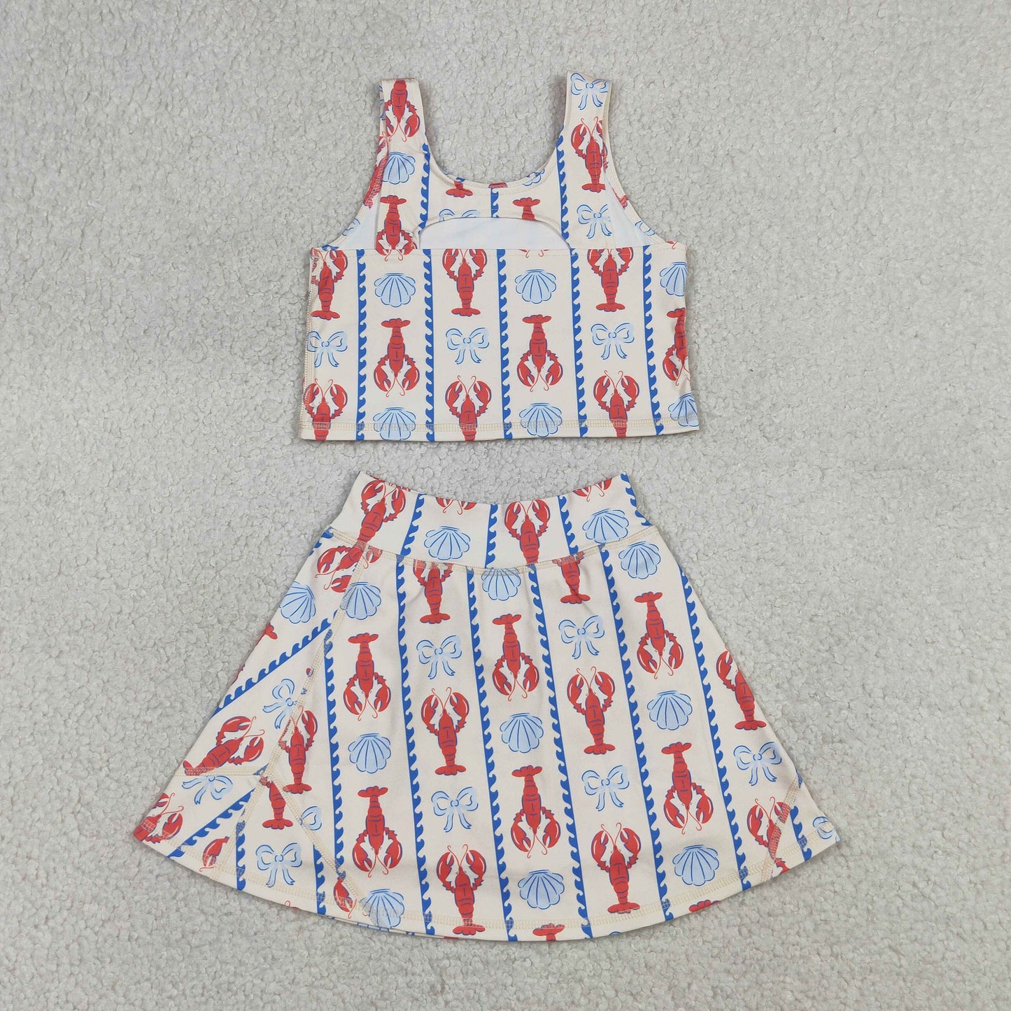 RTS NO MOQ Sibling Baby Girls Flower Flags Vest Skirt Short 4th of July Yoga Active Clothes Sets
