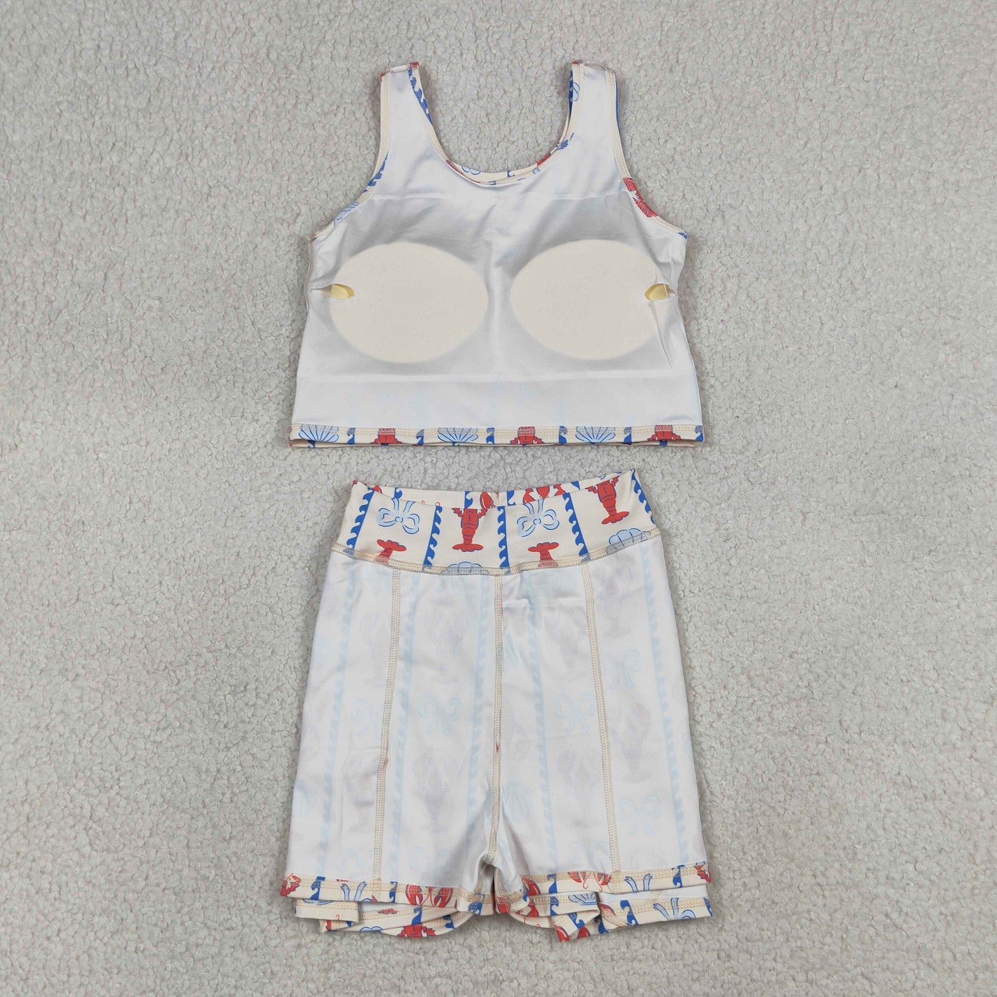 RTS NO MOQ Sibling Baby Girls Flower Flags Vest Skirt Short 4th of July Yoga Active Clothes Sets