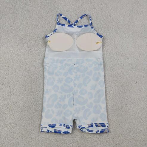RTS NO MOQ Sibling Baby Girls Strap Leopard Print Yoga Short Knee-Length Dress Active Team Outfit for Girls