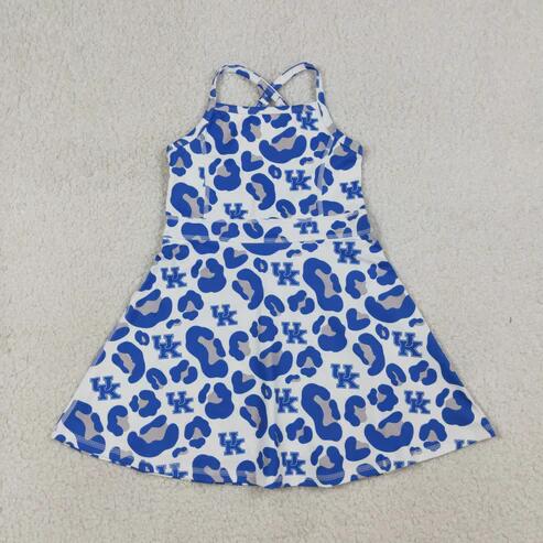 RTS NO MOQ Sibling Baby Girls Strap Leopard Print Yoga Short Knee-Length Dress Active Team Outfit for Girls