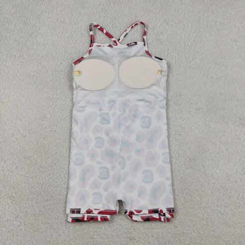 RTS NO MOQ Sibling Baby Girls Strap Leopard Print Yoga Short Knee-Length Dress Active Team Outfit for Girls