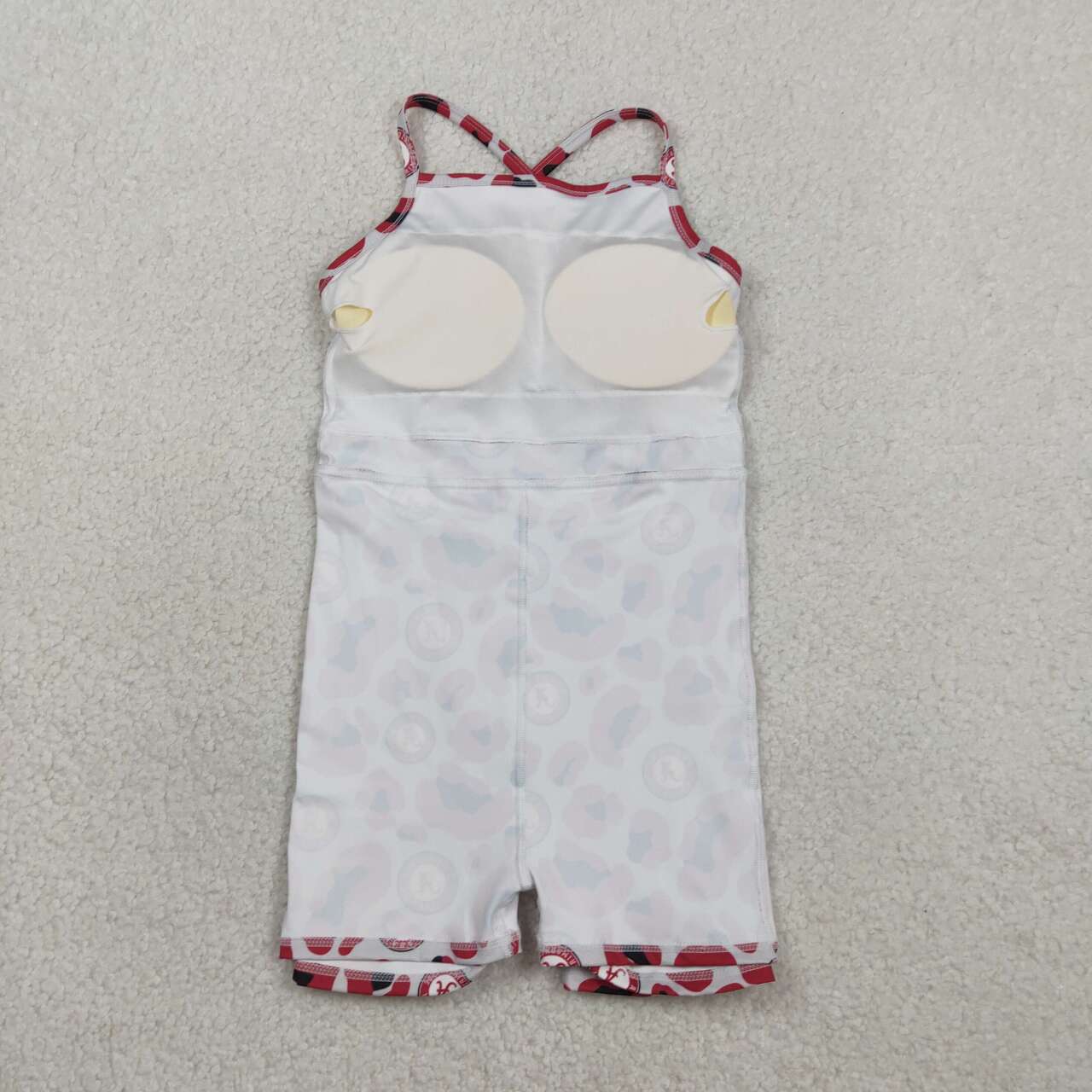 RTS NO MOQ GSD3635 Baby Girls Red Leopard Strap Yoga Shorts Knee-Length Active Dress Team Children's Outfit