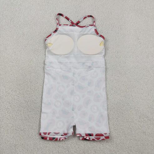 RTS NO MOQ Sibling Baby Girls Strap Leopard Print Yoga Short Knee-Length Dress Active Team Outfit for Girls