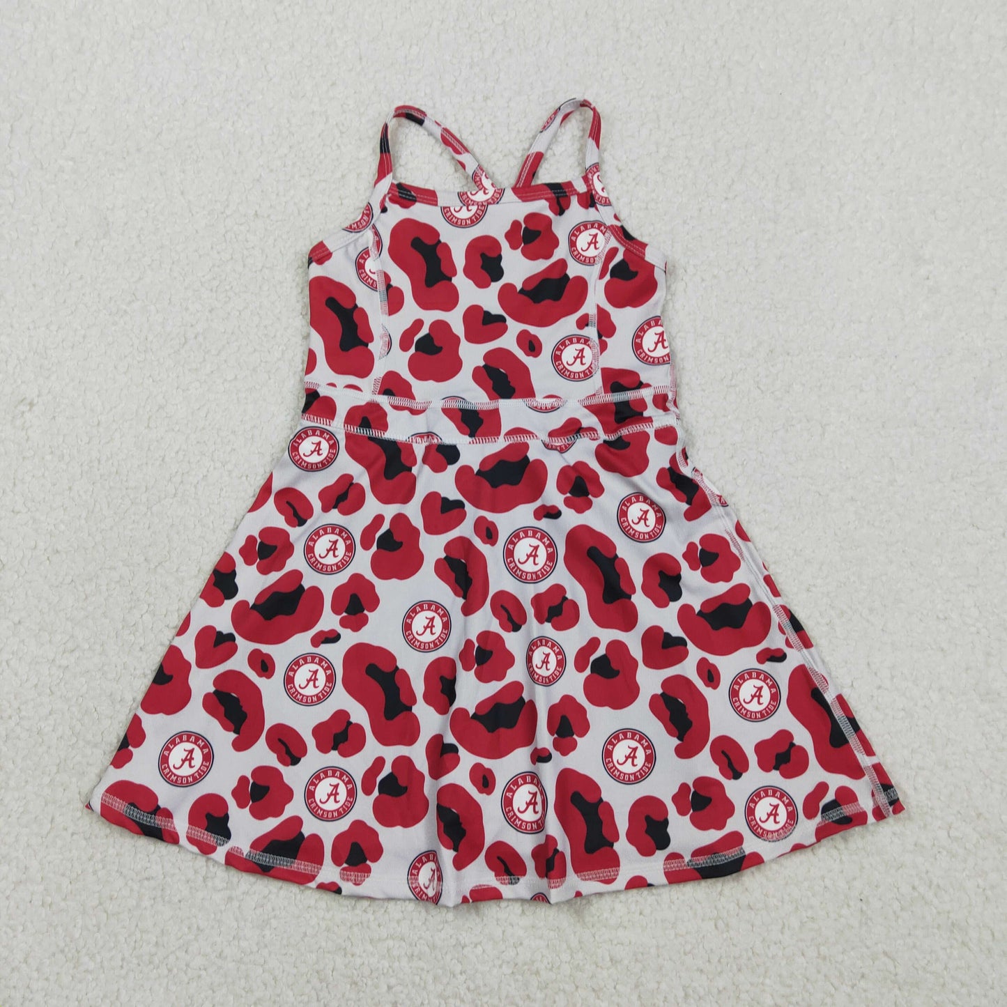 RTS NO MOQ Sibling Baby Girls Knee-Length Dress with Strap Bows And Footballs Active Yoga Shorts Teamwear