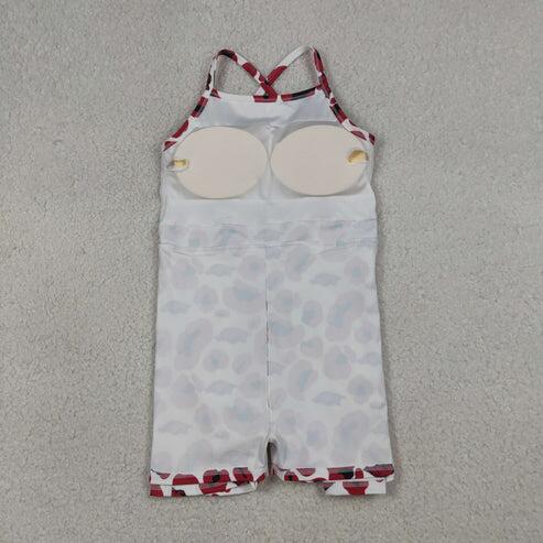 RTS NO MOQ Sibling Baby Girls Strap Leopard Print Yoga Short Knee-Length Dress Active Team Outfit for Girls