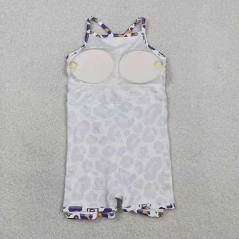 RTS NO MOQ Sibling Baby Girls Strap Leopard Print Yoga Short Knee-Length Dress Active Team Outfit for Girls