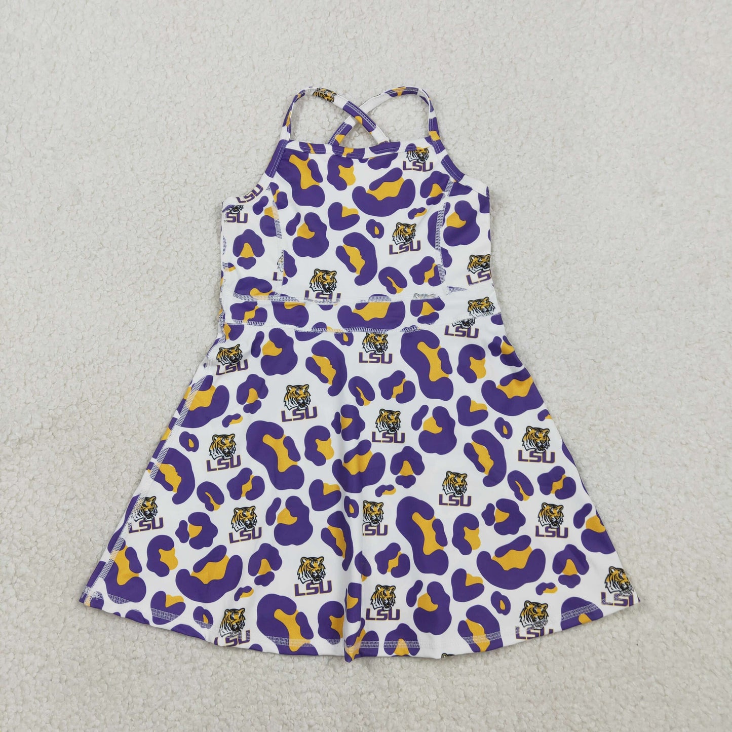 RTS NO MOQ Sibling Baby Girls Strap Leopard Print Shorts Knee-Length Active Dresses Active Outfit