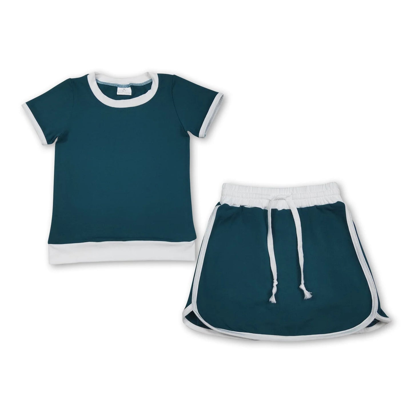 RTS NO MOQ Sibling  Mom And Me Solid Color Short Sleeve Top Skirt Shorts for Summer Casual Wear Cotton Set