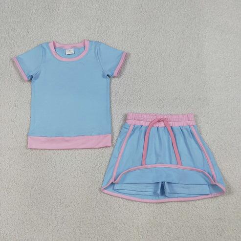 RTS NO MOQ Sibling Mama And Me Cotton Short Sleeve Top Skirt Short Set Clothing Outfit