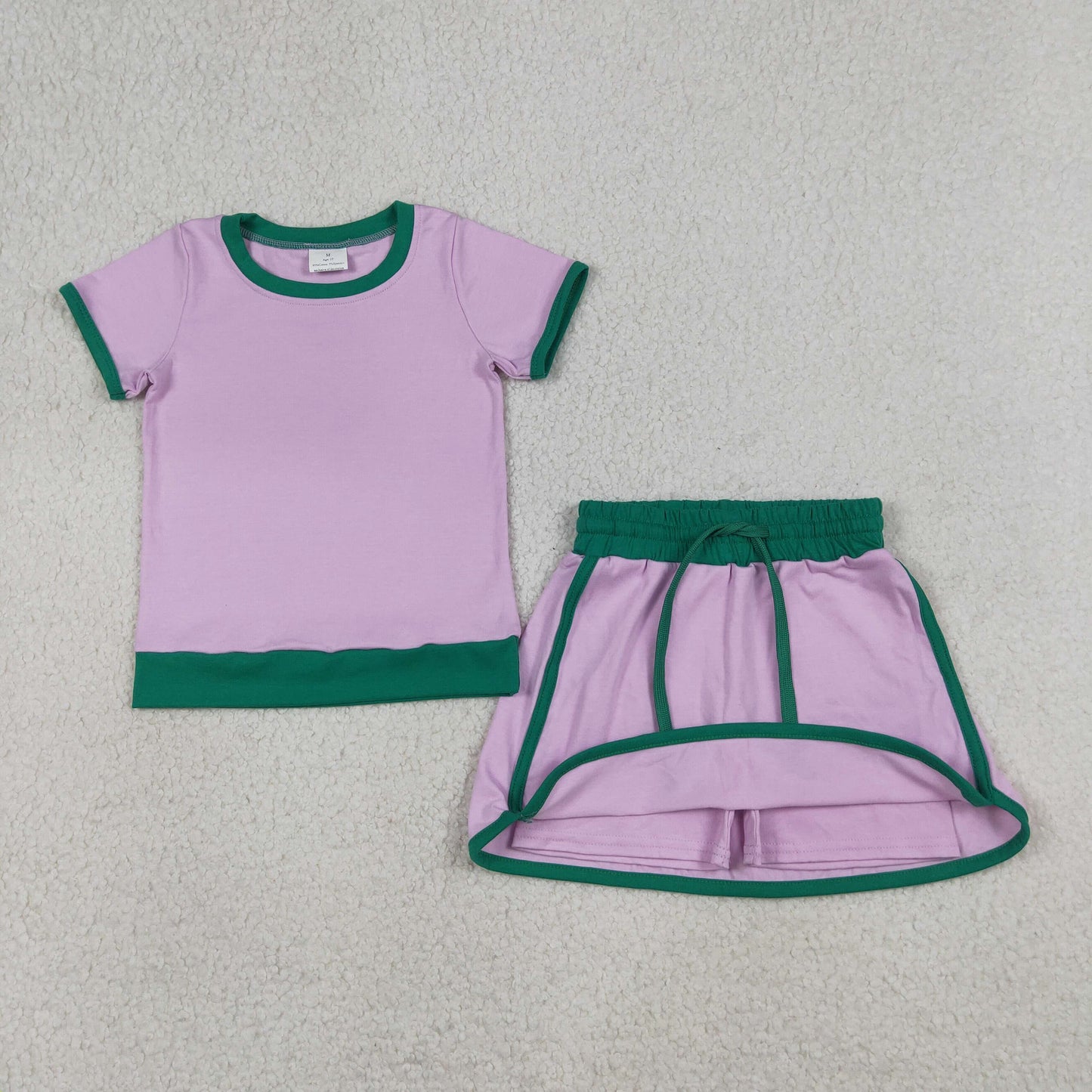 RTS NO MOQ Sibling  Mom And Me Pink  Short Sleeve Top Skirt Shorts for Summer Casual Wear Cotton Clothes Set