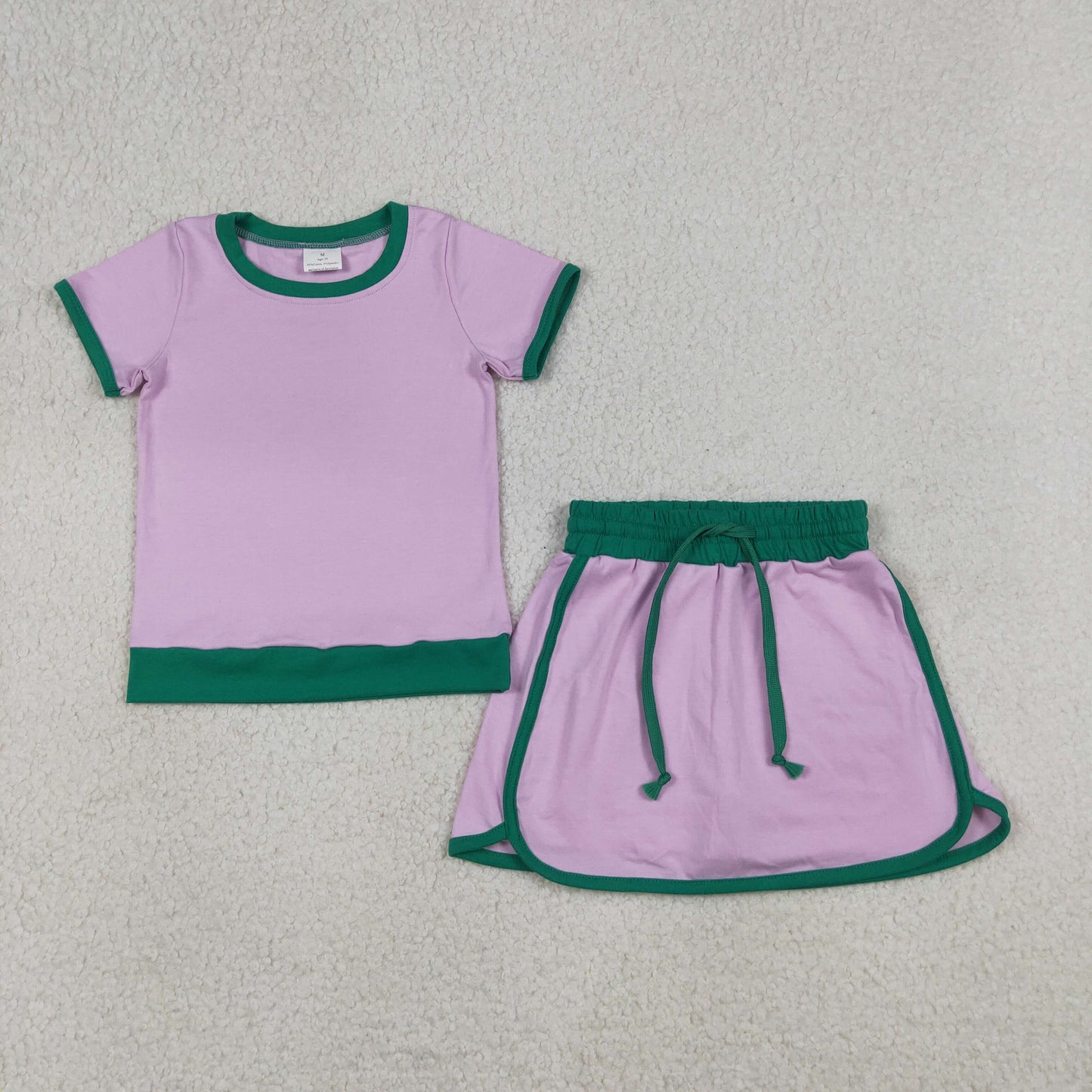 RTS NO MOQ Sibling  Mom And Me Pink  Short Sleeve Top Skirt Shorts for Summer Casual Wear Cotton Clothes Set