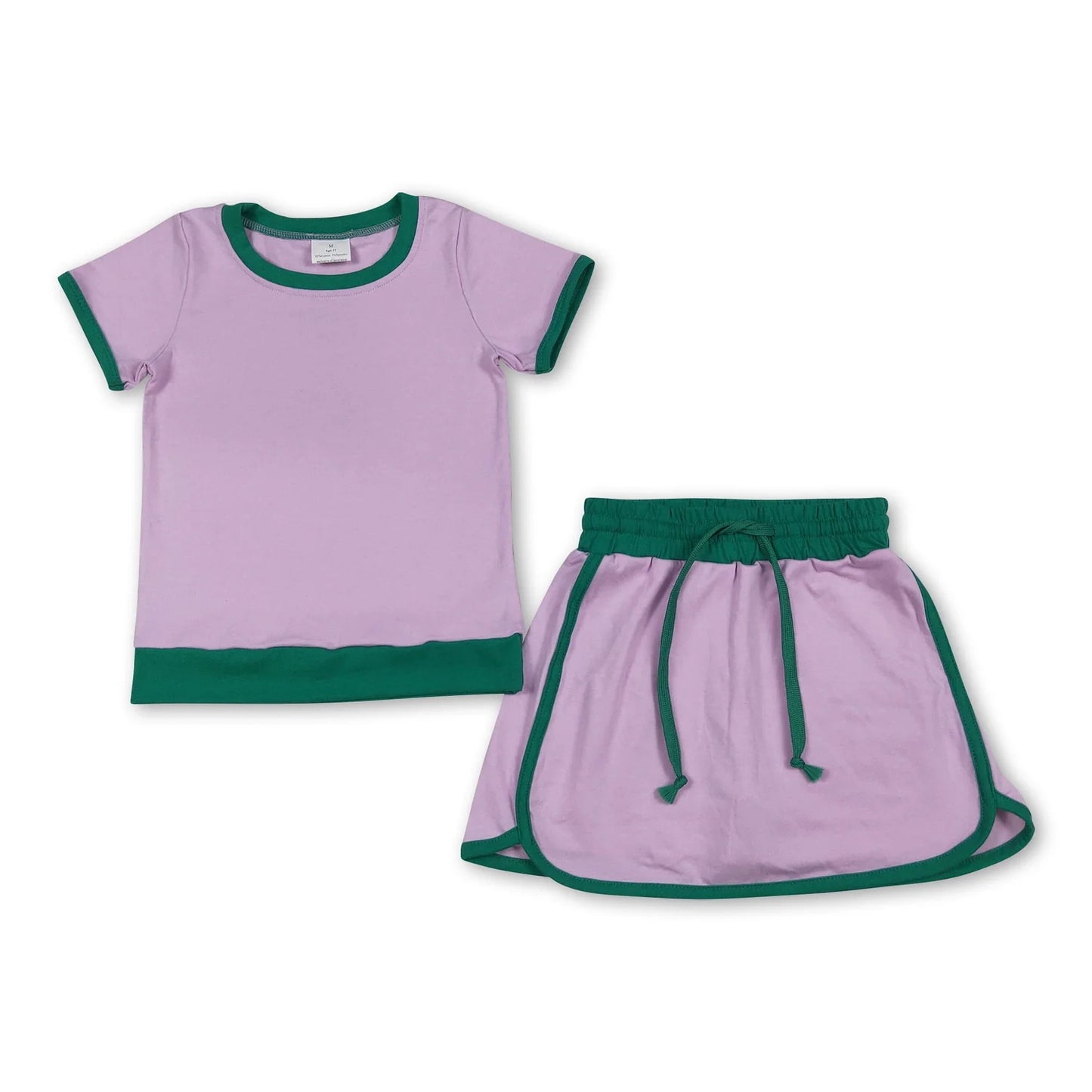 RTS NO MOQ Sibling  Mom And Me Solid Color Short Sleeve Top Skirt Shorts for Summer Casual Wear Cotton Set