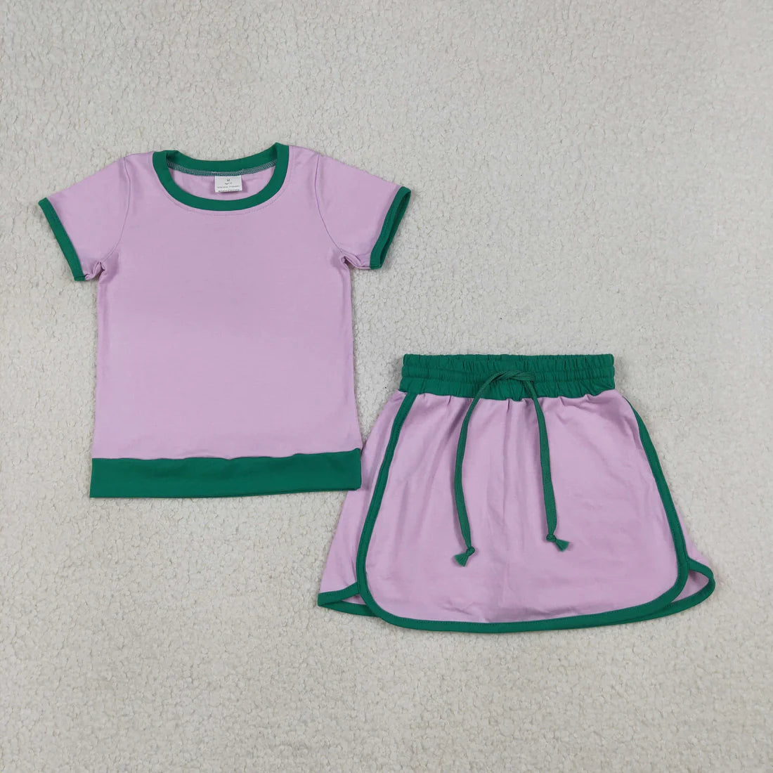 Best Sell RTS Baby Girls Pink Cotton Clothes Set with Short Sleeve Top And Skirt Shorts for Spring Summer