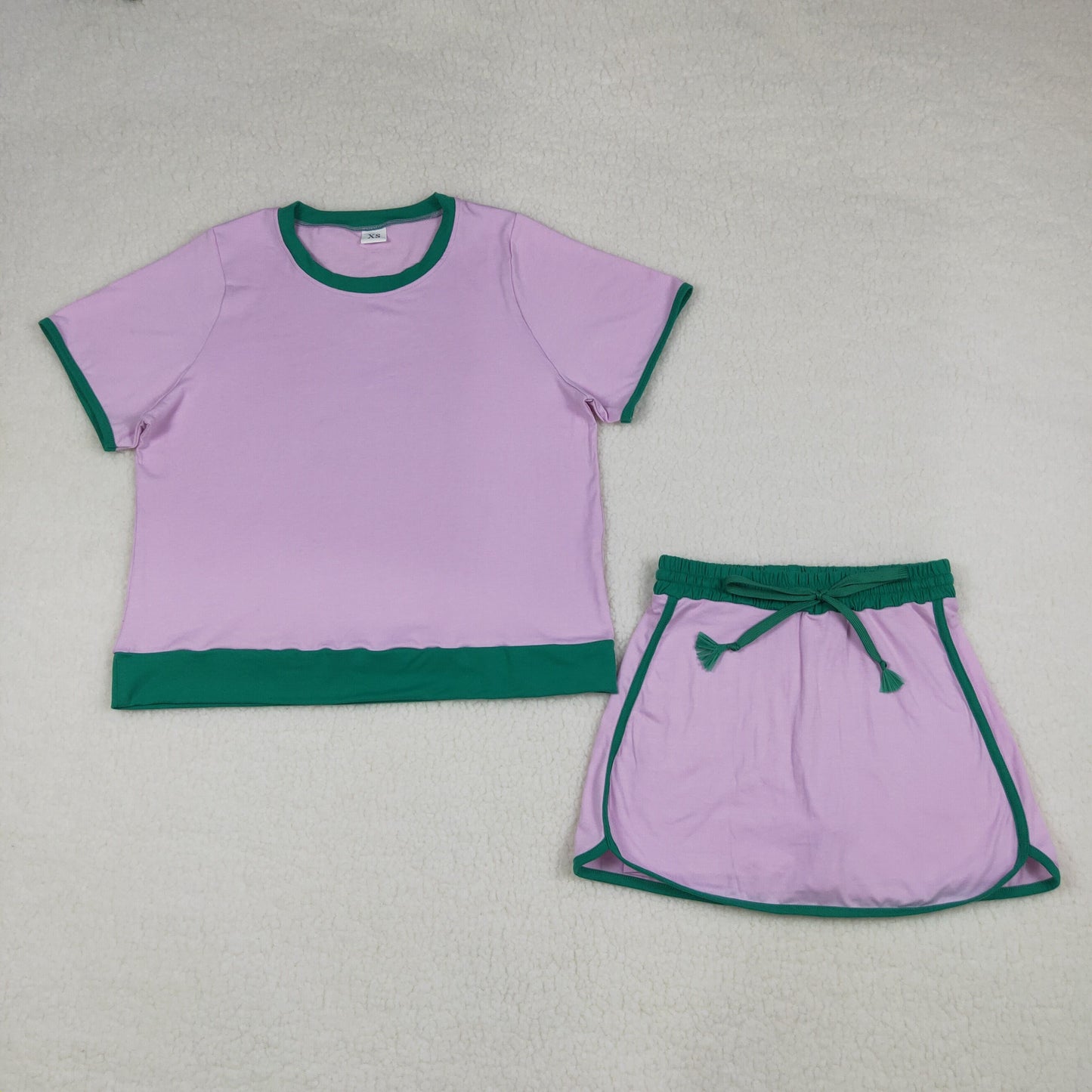RTS NO MOQ Sibling  Mom And Me Pink  Short Sleeve Top Skirt Shorts for Summer Casual Wear Cotton Clothes Set