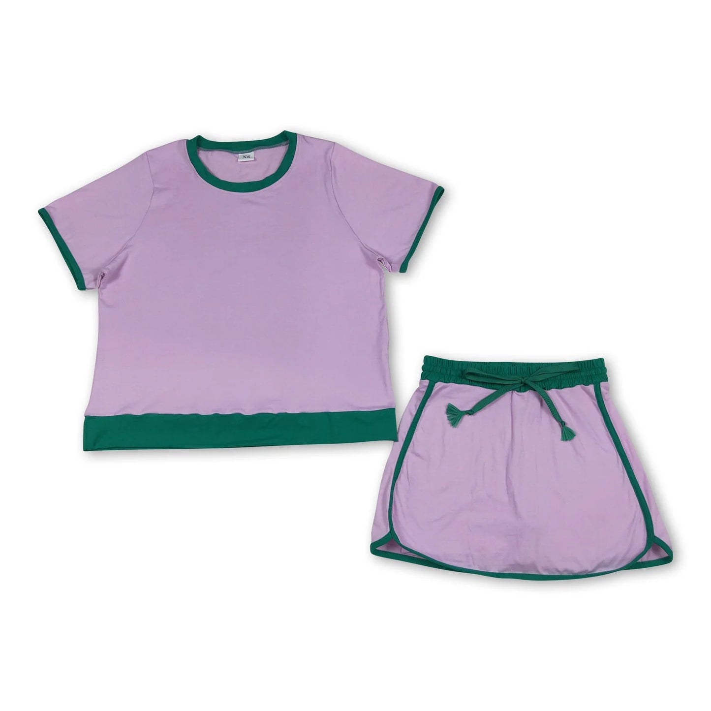 RTS NO MOQ Sibling  Mom And Me Solid Color Short Sleeve Top Skirt Shorts for Summer Casual Wear Cotton Set