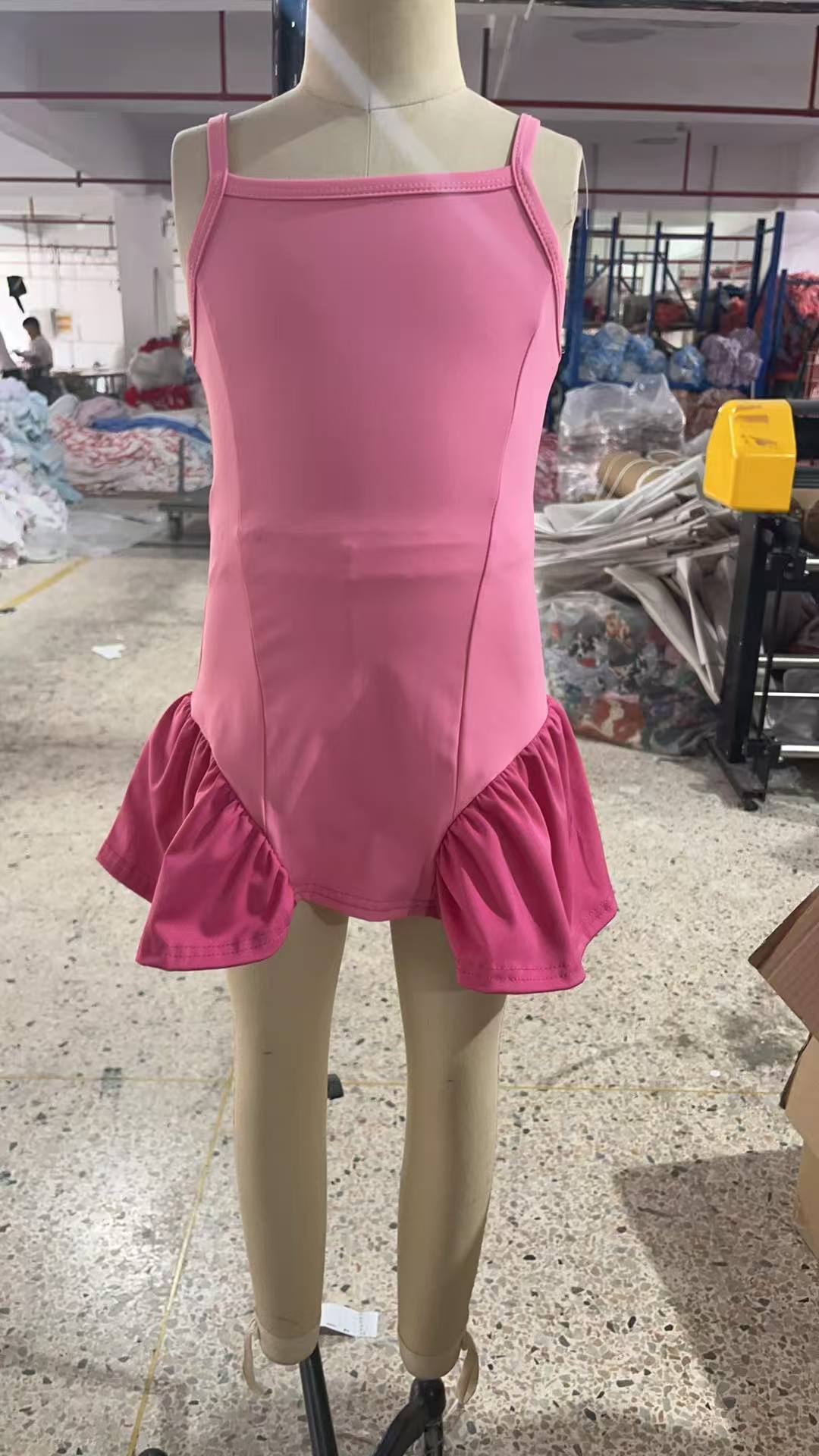 (Sample) No moq GSD3688 Yoga Infant Girls Pink Strap Active Wear Knee Length Yoga Dress