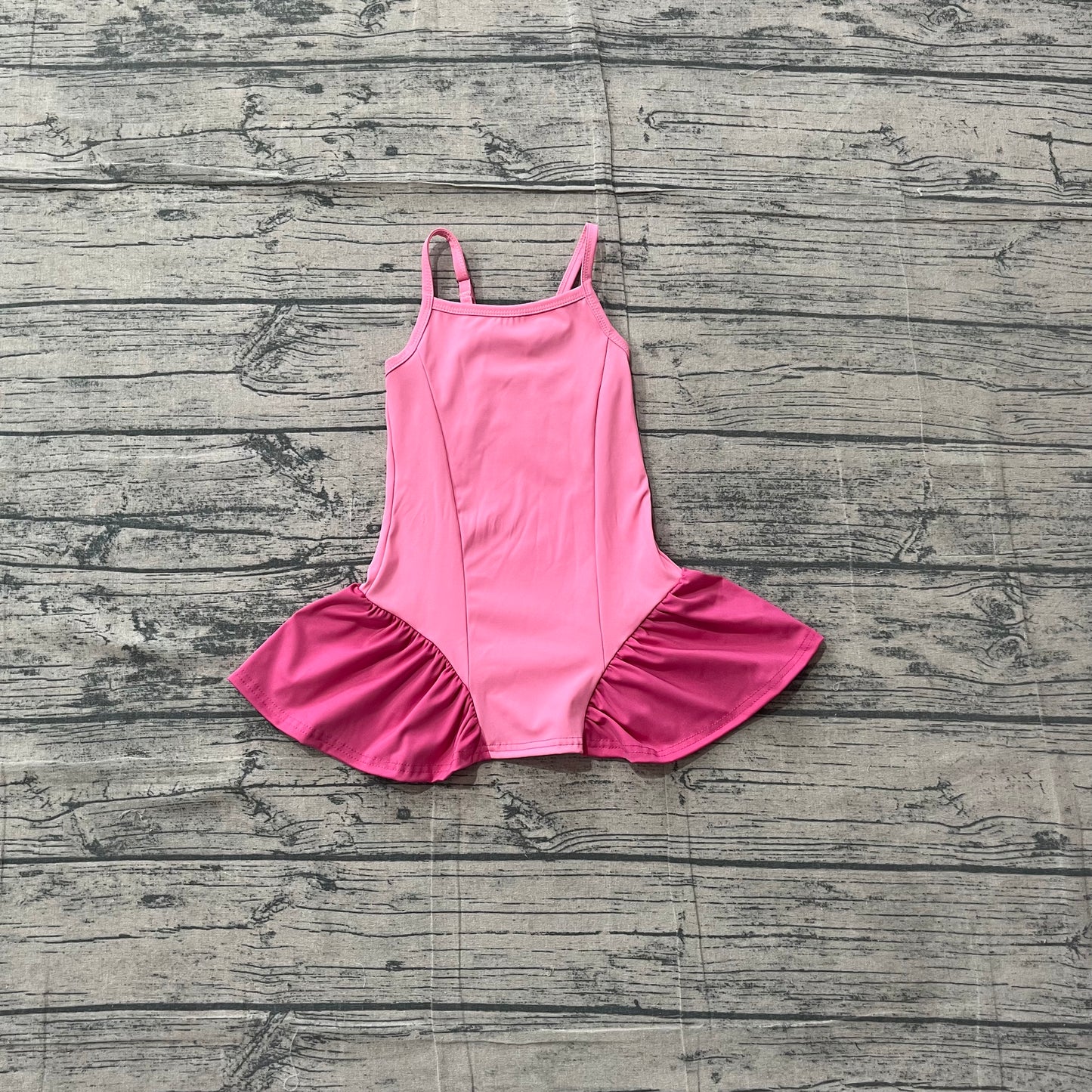 (Sample) No moq GSD3688 Yoga Infant Girls Pink Strap Active Wear Knee Length Yoga Dress