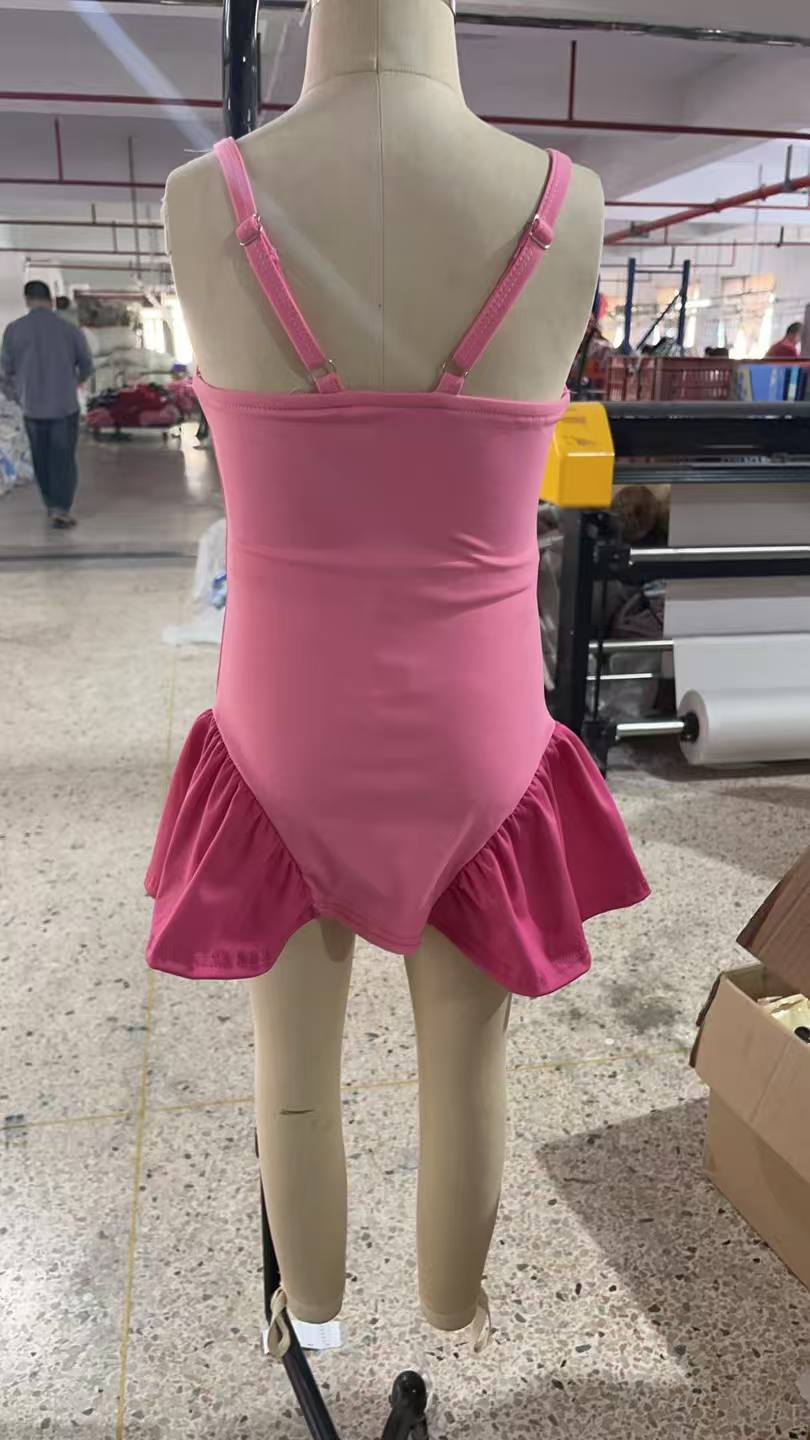 (Sample) No moq GSD3688 Yoga Infant Girls Pink Strap Active Wear Knee Length Yoga Dress