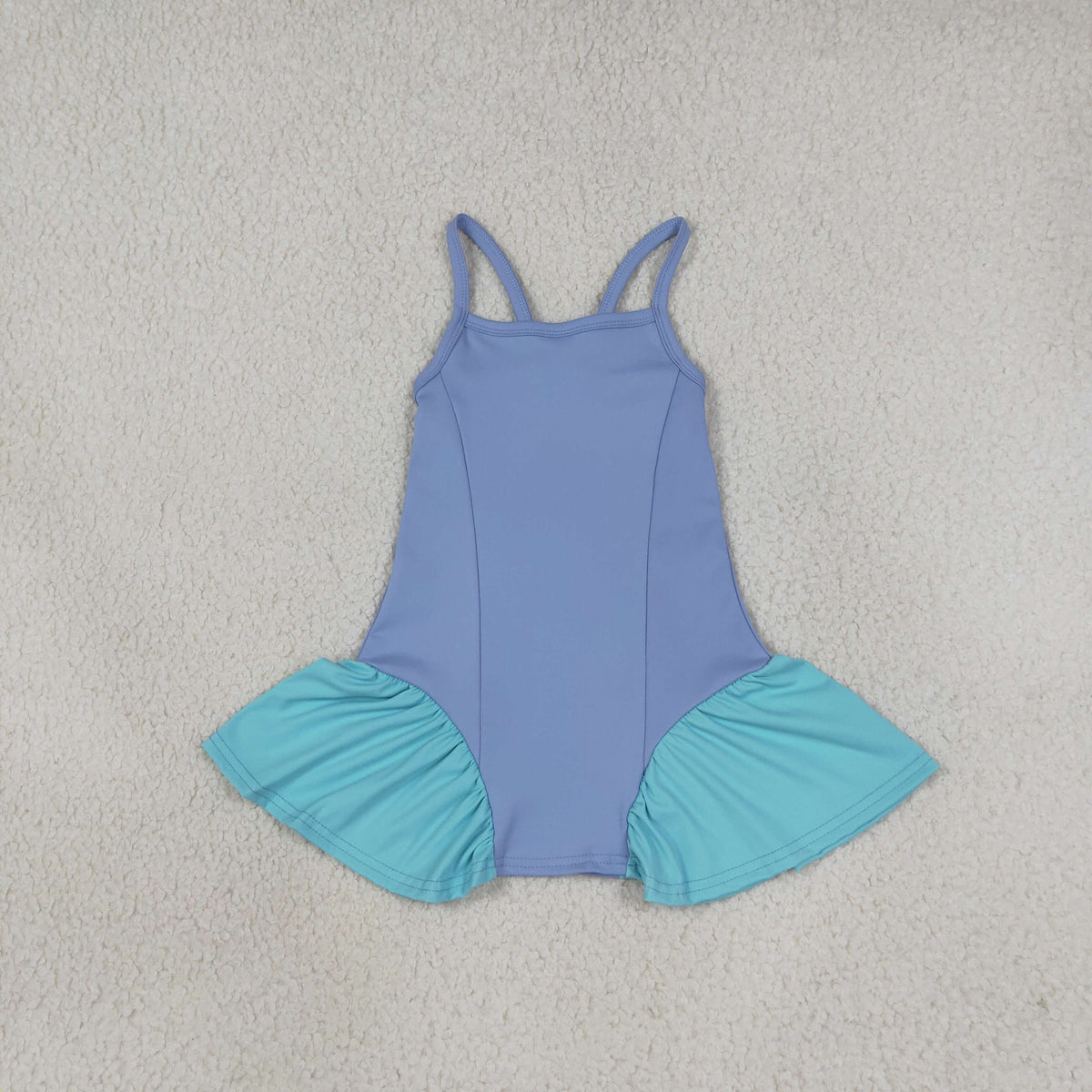 NEW RTS NO MOQ yoga fabric cotton GSD3693 Yoga Baby Girls Blue Strap Yoga Active Shorts Knee Length Casual Summer Dress