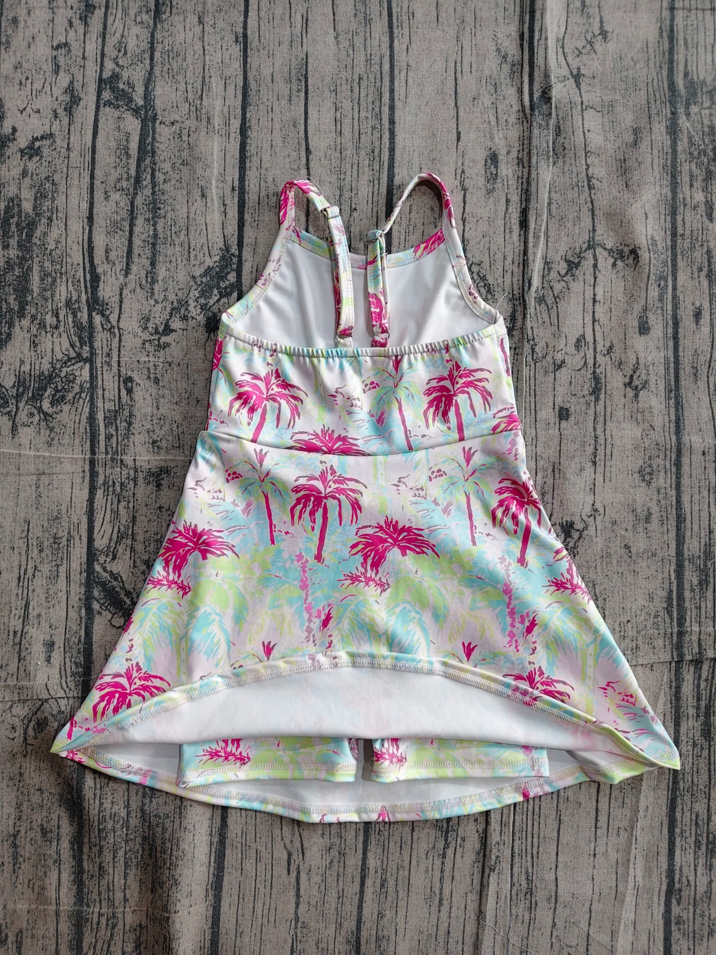 (Sample) No moq yoga fabric GSD3708 Yoga Baby Girls Strap Watercolor Scallop Beach Yoga Active Dresses