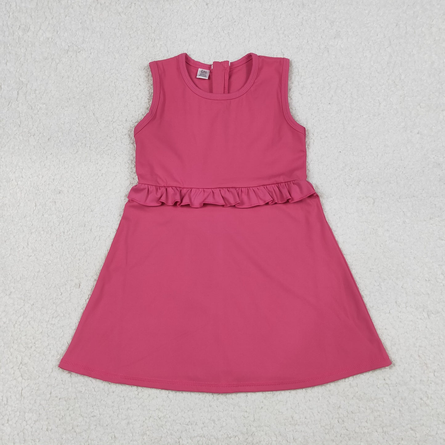 RTS NO MOQ GSD3740 Baby Girls Pink Sleeveless Yoga Active Shorts Knee-Length Dresses