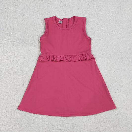 RTS NO MOQ GSD3740 Baby Girls Pink Sleeveless Yoga Active Shorts Knee-Length Dresses