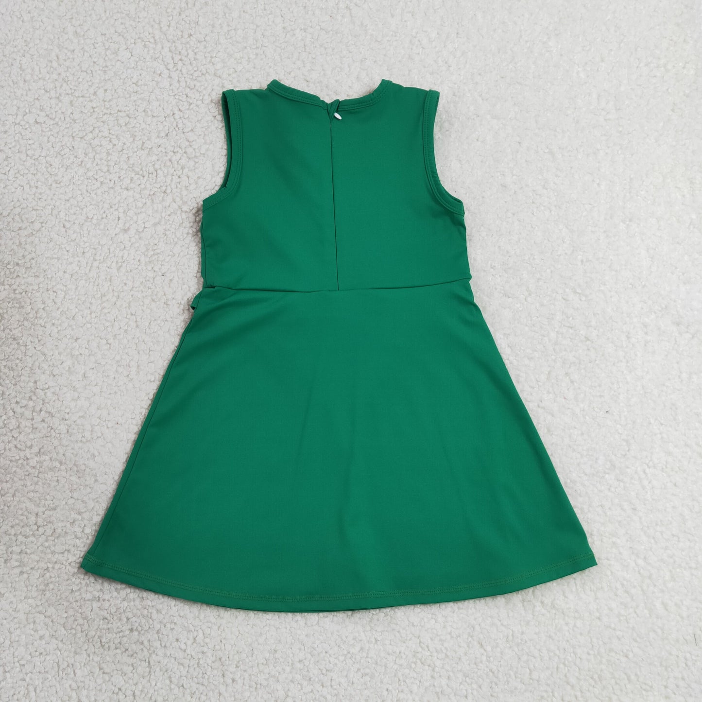 RTS NO MOQ yoga fabric cotton GSD3742 Baby Girls Green Sleeveless Yoga Knee Length Dresses