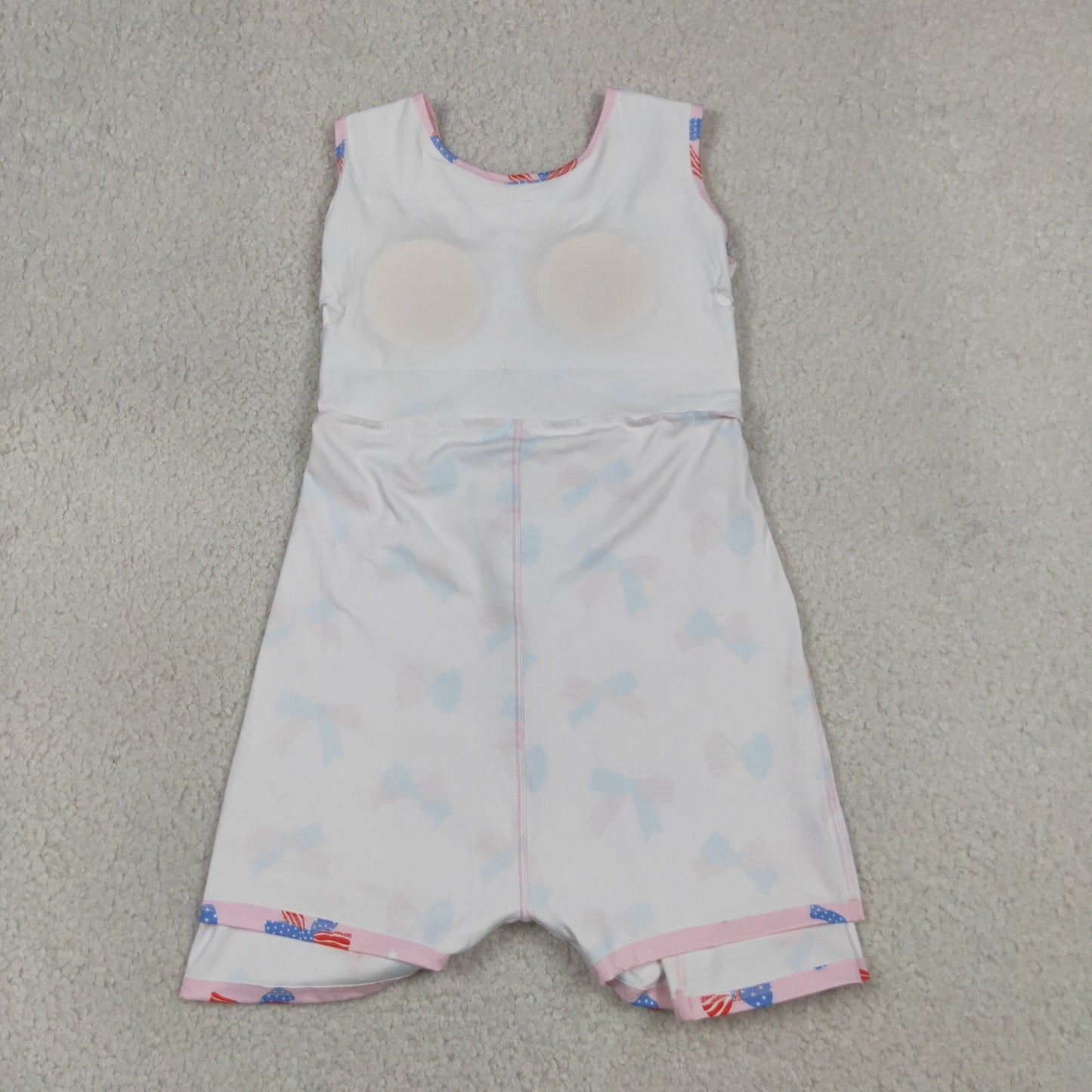 RTS NO MOQ yoga fabric GSD3748 Baby Girls 4th of July Flower Flag Bow Yoga Knee Dress