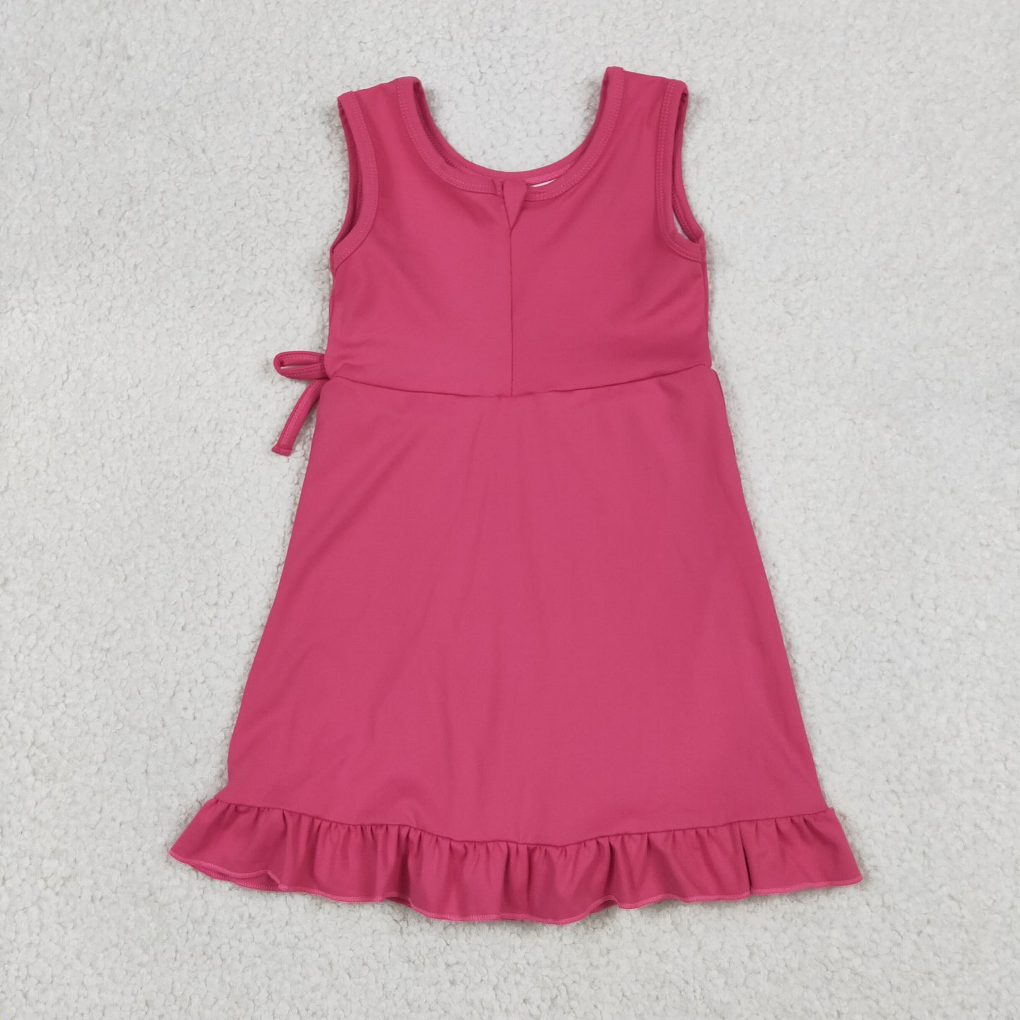 RTS NO MOQ yoga fabric cotton GSD3766 Yoga Baby Girls Summer Pink Sleeveless Scallop Yoga Casual Knee Length Dress
