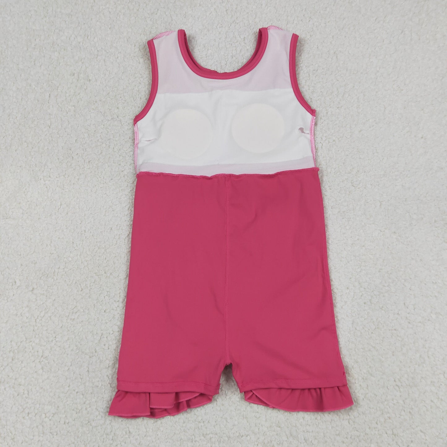 RTS NO MOQ yoga fabric cotton GSD3766 Baby Girls Pink Sleeveless Scallop Yoga Knee Length Dress