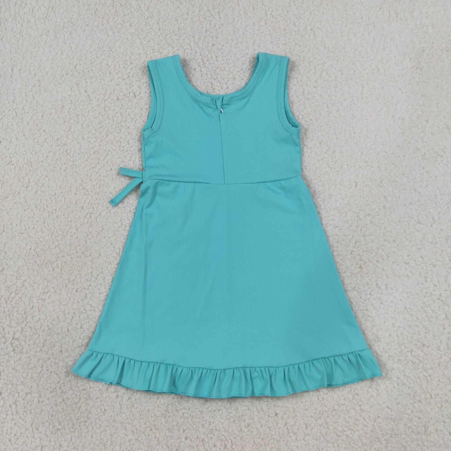 RTS No moq yoga fabric cotton GSD3768 Baby Girls Blue Sleeveless Yoga Active Shorts Ruffle Knee Length Dresses