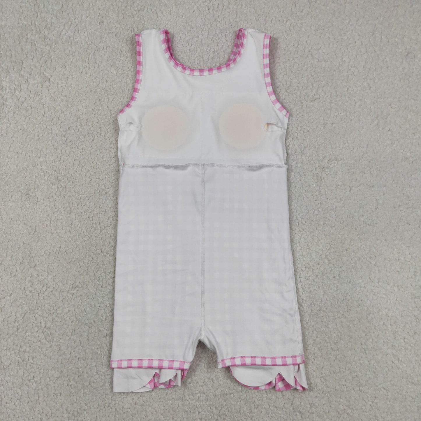 RTS NO MOQ Sibling yoga fabric Baby  Girls Summer Checked Yoga Active Scallop Dresses