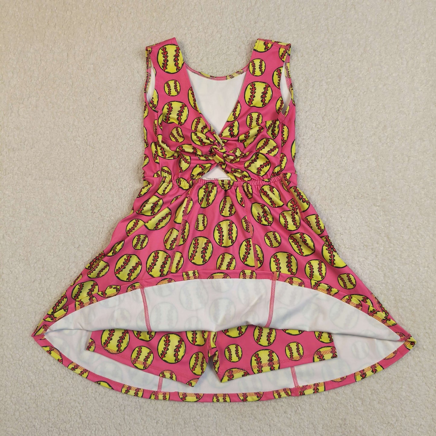 RTS NO MOQ GSD3800 Baby Girls Yoga Active Sleeveless Knee Length Dress Softball Team Casual Daily Wear