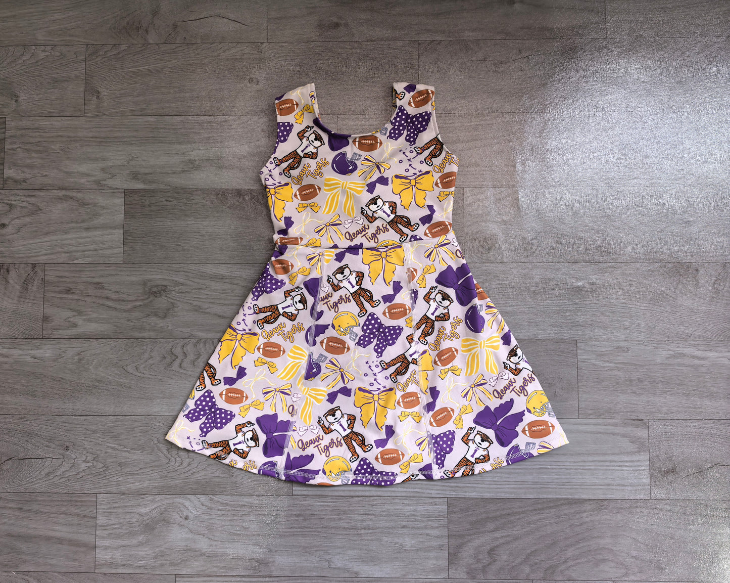 (Sample) No moq yoga fabric GSD3801 Baby Girls Football Bow Knee Length Active Skort Dresses