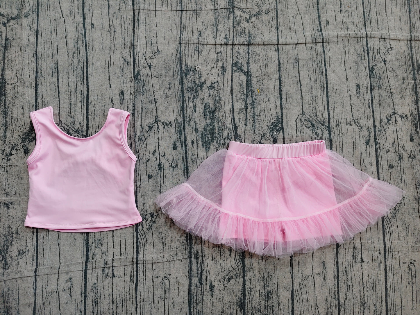 (Sample) No moq GSD3806 Yoga Baby Girls Pink Sleeveless Bow Vest Tassel Skirt Short  Yoga Active Clothes Set Toddler Girls Casual Outfit