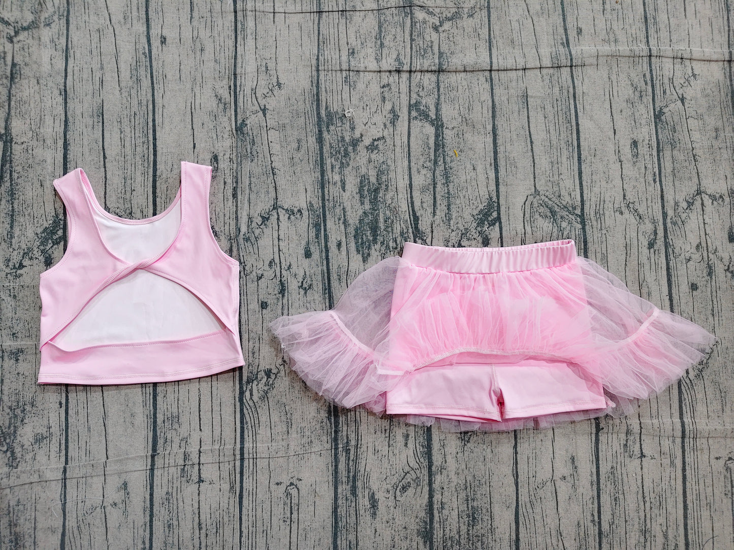(Sample) No moq GSD3806 Yoga Baby Girls Pink Sleeveless Bow Vest Tassel Skirt Short  Yoga Active Clothes Set Toddler Girls Casual Outfit