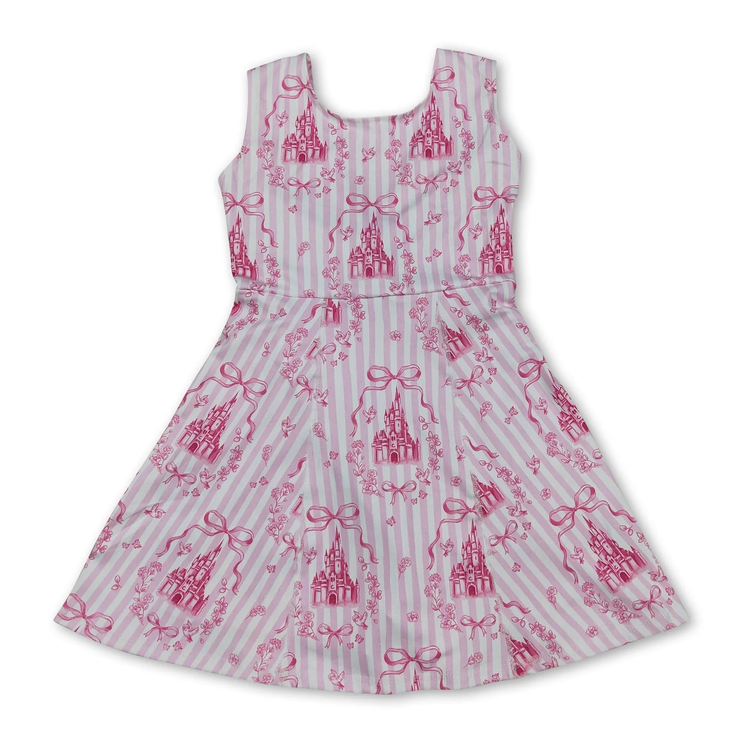 RTS NO MOQ Sibling yoga fabric Cute Clothes Baby Girls Summer Sleeveless Flower Printed Toddler Girl Yoga Active Knee Length Skort Dress